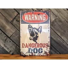 Warning Dangerous Dog Sign - No Trespassing Sign - 12in X 8in