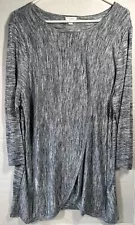 J.Jill Pure Jill Top Crossover Front Tunic Womens Sz XL Tulip Hem Blue Heathered