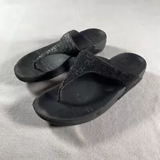 Fitflop Micro Wobble Board Sandal Womens 8 Black Flip Flop Beach Summer Ocean