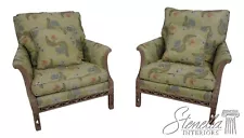 63632EC: Pair Chinese Chippendale Down Seat Upholstered Chairs