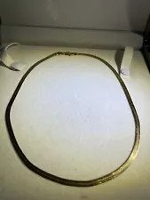 14k Gold Herringbone Necklace 16in Long 4mm Wide