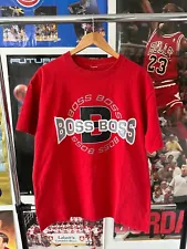 Vintage 2000s Y2K Boss USA Crazy Hip Hop Big Logo Red T-Shirt Size XL