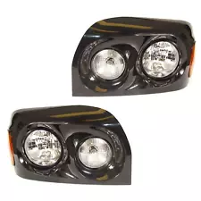 Fortpro Black Headlight for Freightliner Century 2005-2015, Both Sides