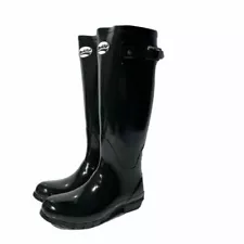 ROCKFISH Women’s Original Tall Gloss Black Wellington 100% Waterproof Boot Sz 5