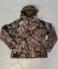 L Women's Mossy Oak Break Up Country Camo Parka Coat Pink Logo