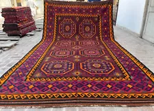 7.11x13.7 Exquisite Antique Handwoven Oriental Afghan Luxurious Wool Persian Rug