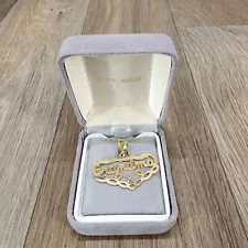 Vintage 14K Yellow Gold Grandma Pendant With Intricate Design In Velvet Box