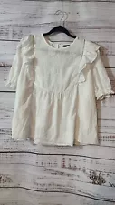 Shein White Eyelet Top Size XL