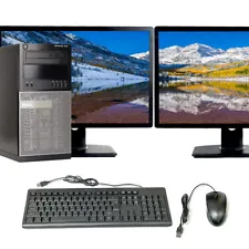 Dell Desktop Computer PC Tower Core i5 16GB 2TB HD/SSD 22" LCD Windows 10