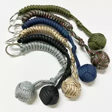 Keychain Strength Paracord Black Monkey Fist Hiking with Steel Ball Outdoor 2024