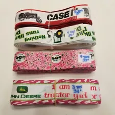 #8 Mixed Lot Grosgrain Ribbon 7/8" John Deere Tractor Girl Case 18 yds