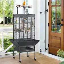 Rolliing Wrought Iron Play Top Parrot Bird Cages for African Grey Small Conure