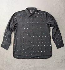 Taco Bell Shirt Mens Medium Long Sleeve Button Up Hot Sauce All Over Print Black