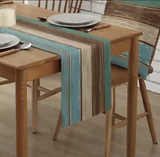 Farmhouse Table Runners 13x110inch ,Rustic Teal Table Runner for Kitchen Dining.