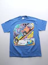 Vintage Late Model Stock Car Dirt Track Racing T-shirt NASCAR Cars Blue L 2000s