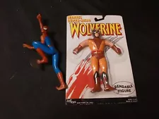 VINTAGE 1989 X-MEN WOLVERINE FIGURE JUST TOYS SOME CARD WEAR +SPM SUCTION FIGURE