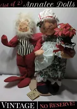 ✨VINTAGE✨ (Lot Of 2) 1990's Annalee Mobilitee 18" Dolls: Santa And Mrs. Claus