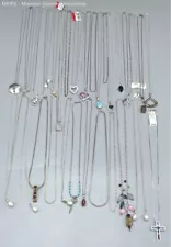 Sterling Silver Assorted Settings/Styles Lot of Necklaces - 134 Grams -36 Pieces