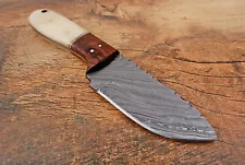 CUSTOM HANDMADE FORGED DAMASCUS STEEL Hunting SKINNER FIX BLADE KNIFE & SHEATH