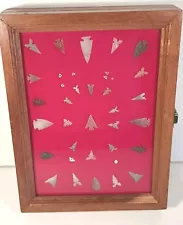 29 Rare Authentic South Texas Bird Point Arrowheads in Shadow Box Display