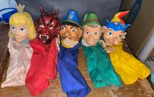 Vintage Mr. Rogers Style Hand Puppets Set Of 5 Rubber Head