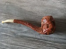 hand carved deer smoking pipe