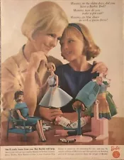 1965 Barbie Doll Mom & Daughter PRINT AD Fashion Clothes Wig Styling VTG 1960s