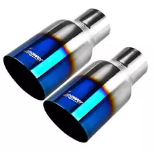 Upower Pack of 2 Blue Burnt Exhaust Tip 2.5 Inch Inlet 4 Outlet 9 Long Bolt-On