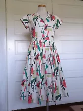 Bernie Dexter 50s 1950s-style Diner Rockabilly Pinup Shirt-waist MCM Day Dress L