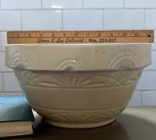 New ListingLarge 12 In Vtg Yellow Ware Mixing Bowl Antique Molded Earthenware Pottery USA