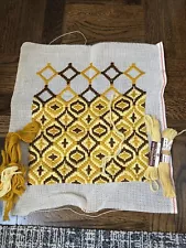 Unfinished Bargello Needlepoint Canvas Yellow Brown