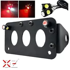 Motorcycle Side Axle Mount License Plate bracket LED brake Tag tail Light harley