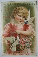 Lewiston MN Old 1894 Calendar Girl & Birds Hoyt's German Cologne; nr St. Charles