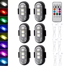 6Pcs Wireless LED Strobe Light RGB 8 Colors Rechargeable Flashing Warning Lights