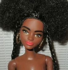 (M170) NUDE BARBIE EXTRA MODEL #1 AFRO PUFFS AA DAISY ARTICULATED DOLL FOR OOAK