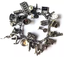 Antique Vintage LOADED Fun Variety Unique Charm Bracelet Movables 925