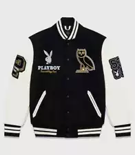 New Ovo Collegiate Varsity Wool Jacket With Leather Sleeves Jacket