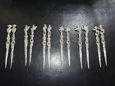 Vintage Decorative Hairpins Set Of 12 Silver In Color