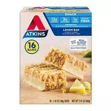 Atkins Snack Bar, Lemon Bar, 13g Protein, 3g Net Carbs, 1g Sugar, Made with Real