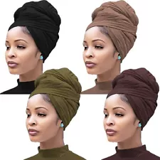 4PCS Head Wraps for Black Women Stretch Headwraps Super Soft Hair Wraps Turba...