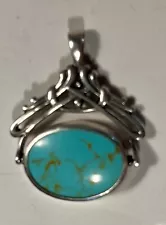 Silver Swivel Pendant, Oval Turquoise & Mother of Pearl