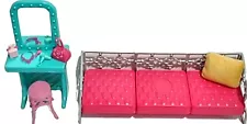 Barbie Daybed And Vanity Bedroom Furniture Lot 9 Pieces Mattel