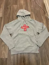 Authentic Supreme Cross Box Bogo Hoodie Grey Size Large