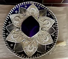 Sombrero de charro ~ Purple & Silver ~ Salazar Yepez ~ 18" Across ~ Authentic