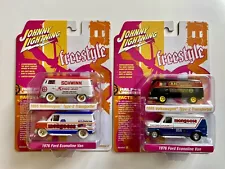 Johnny White Lightning 2pk 1965 VW T2 Transporter & 1976 Ford Econoline Van VB