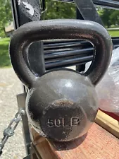 Used 50lb Kettlebell - Cast Iron - Home Fitness Workout Kettle Bell FREE SHIP