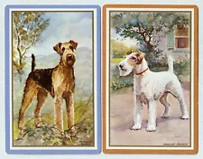 2 Swap Playing Cards - Dogs Terriers Airedale/Jack Russell Morgan Dennis Art