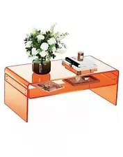 Acrylic Coffee Table for Living Room Clear Rectangle Lucite Large 1 Orange