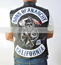 Sons of Anarchy Motorcycle Club Cow Hide Leather Vest | SOA Vest For Bikers Gang