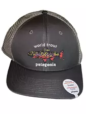 Patagonia World Trout Fishstitch Trucker Hat Forge Grey One Size Adjustable NEW